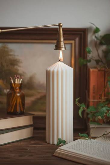 Ribbed pillar candle-medium